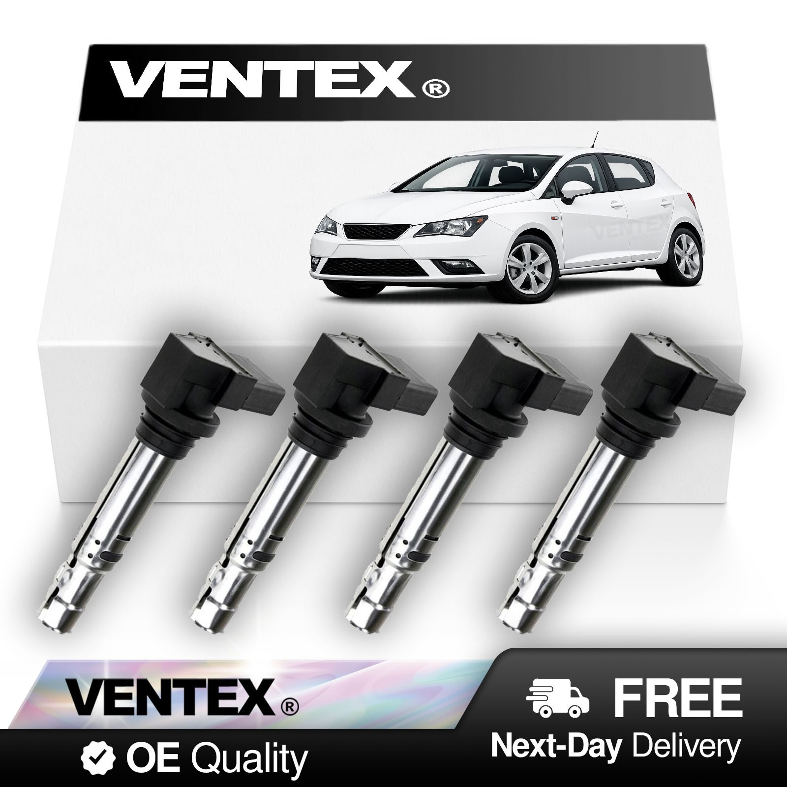 VENTEX® Ignition Coil Pack x4 for SEAT Leon Ibiza Toledo 1.4 TSI 1.6 2002-2015