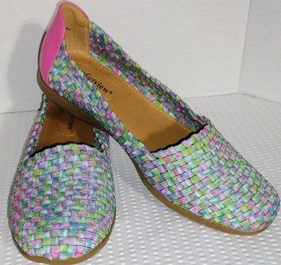 Comfortview Bethany Ballet Flats Womens 10 WIDE Woven Stretch Slip on Colorful 