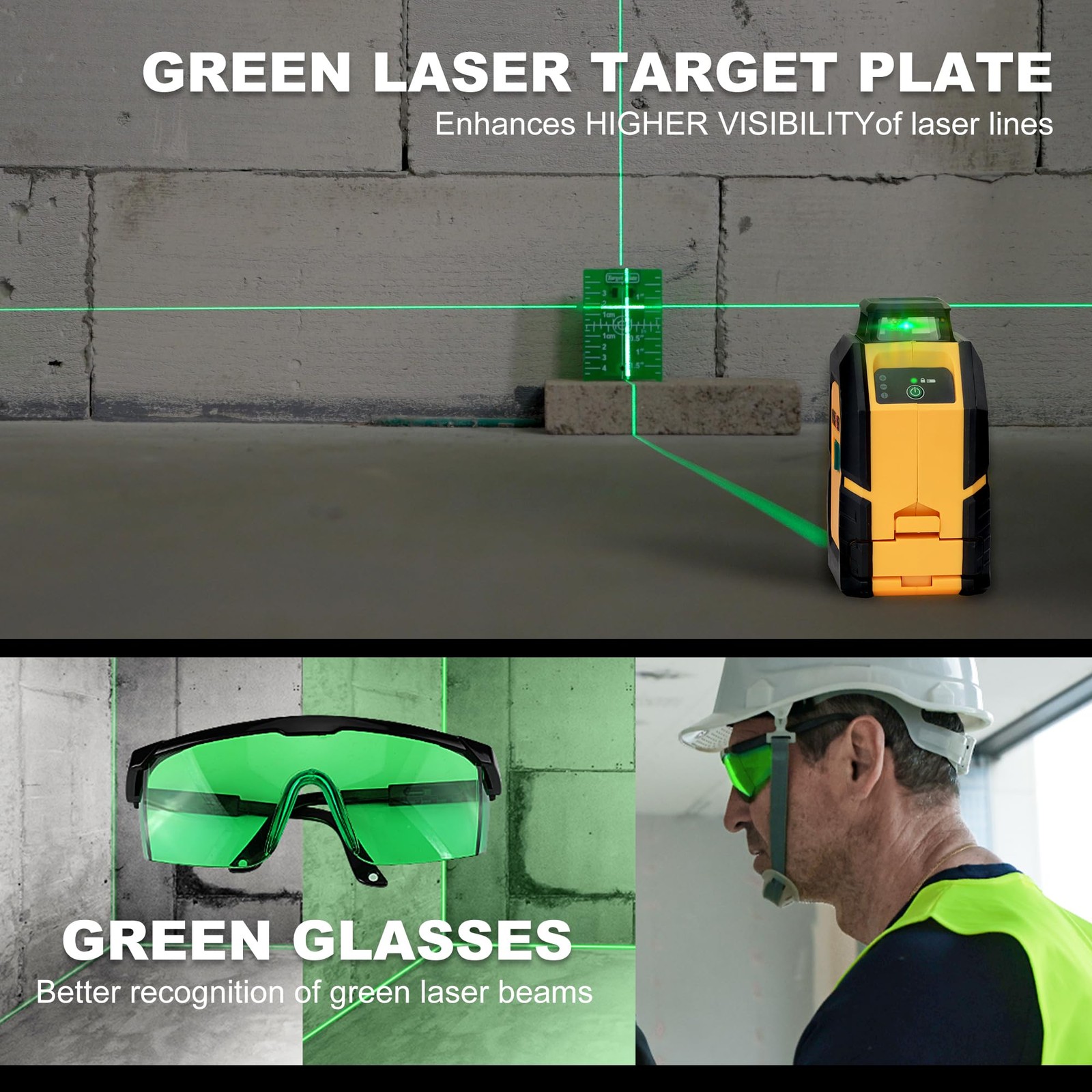 360° Laser Level with Tripod, 100Ft Self Leveling Cross Line Laser- Green Hor...