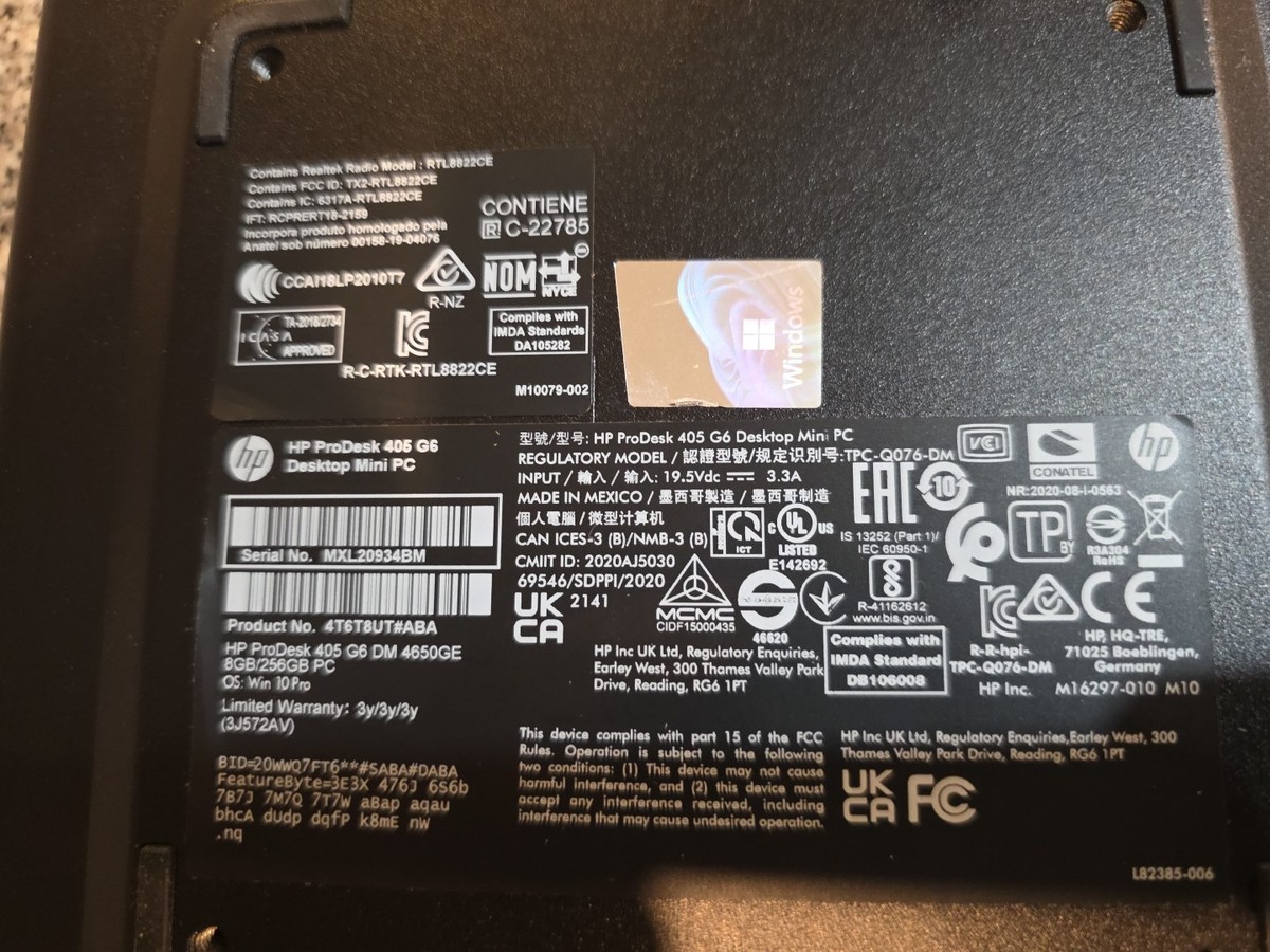HP ProDesk 405 G6 Mini Ryzen 5 Pro 4650GE 8GB 256GB NVMe Win 11
