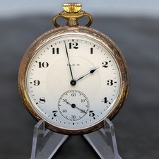 Elgin Pocket Watch 12S 17J Gold Filled Grade 345 1920 Vintage VG Running