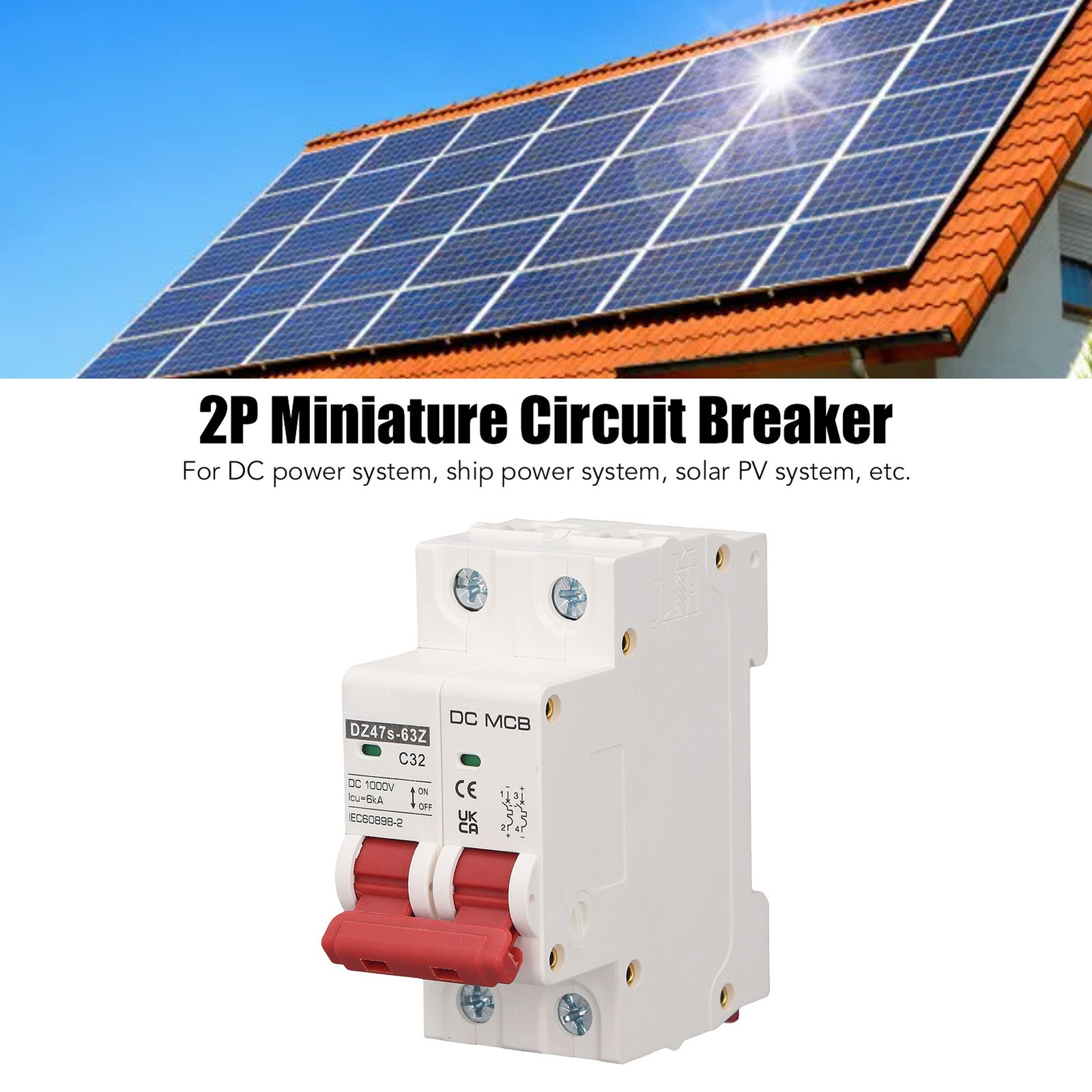 2P Circuit Breaker DC1000V 32A Small Circuit Breaker For Solar PV System☜