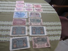 Alte Geldscheine, Reichsmark  15 Stück 2, 20, 50 und 100 Reichsmark