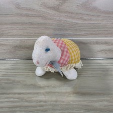 Eden Toys Plaid Pastel Turtle Tortoise Rattle Plush Stuffed AnimalToy Lace