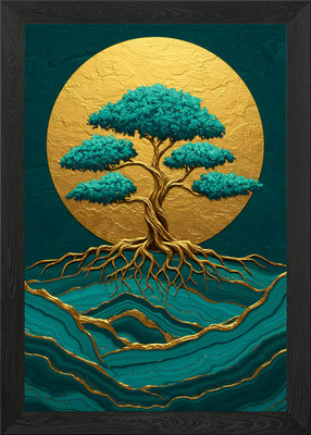Goldener Lebensbaum Kunst Gerahmtes Wandbild Poster Leinwanddruck Bild