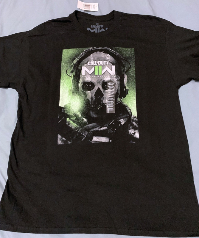 CALL OF DUTY MODERN WARFARE 2 POSTER SHIRT XL VIDEO GAME STREAM BATTLEFIELD HALO