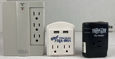 LOT of 3 Outlet Surge Protector USB-A Wall