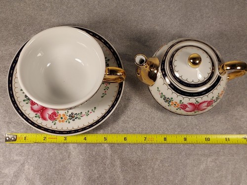 SORELLE FINE PORCELLANA FLOREALE TEA-FOR-ONE SET 4 PEZZI CON SCATOLA ORIGINALE - NUOVO - Foto 8 di 8
