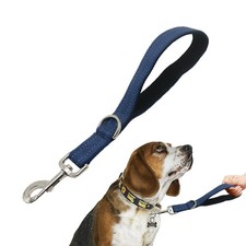 12 Inch Short Traffic Dog Leash Heavy Duty Padded Handle Reflective Blue