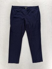 Eileen Fisher Jersey Knit Ankle Pants Womens L Blue Pull On Slim Stretch Casual