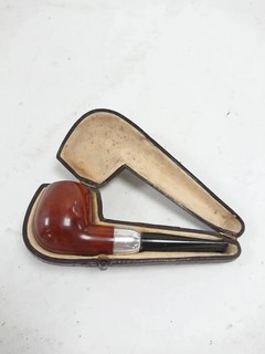 Vintage Gourdou Briar Pipe With Silver Band And Case Birmingham 1911 Collectible