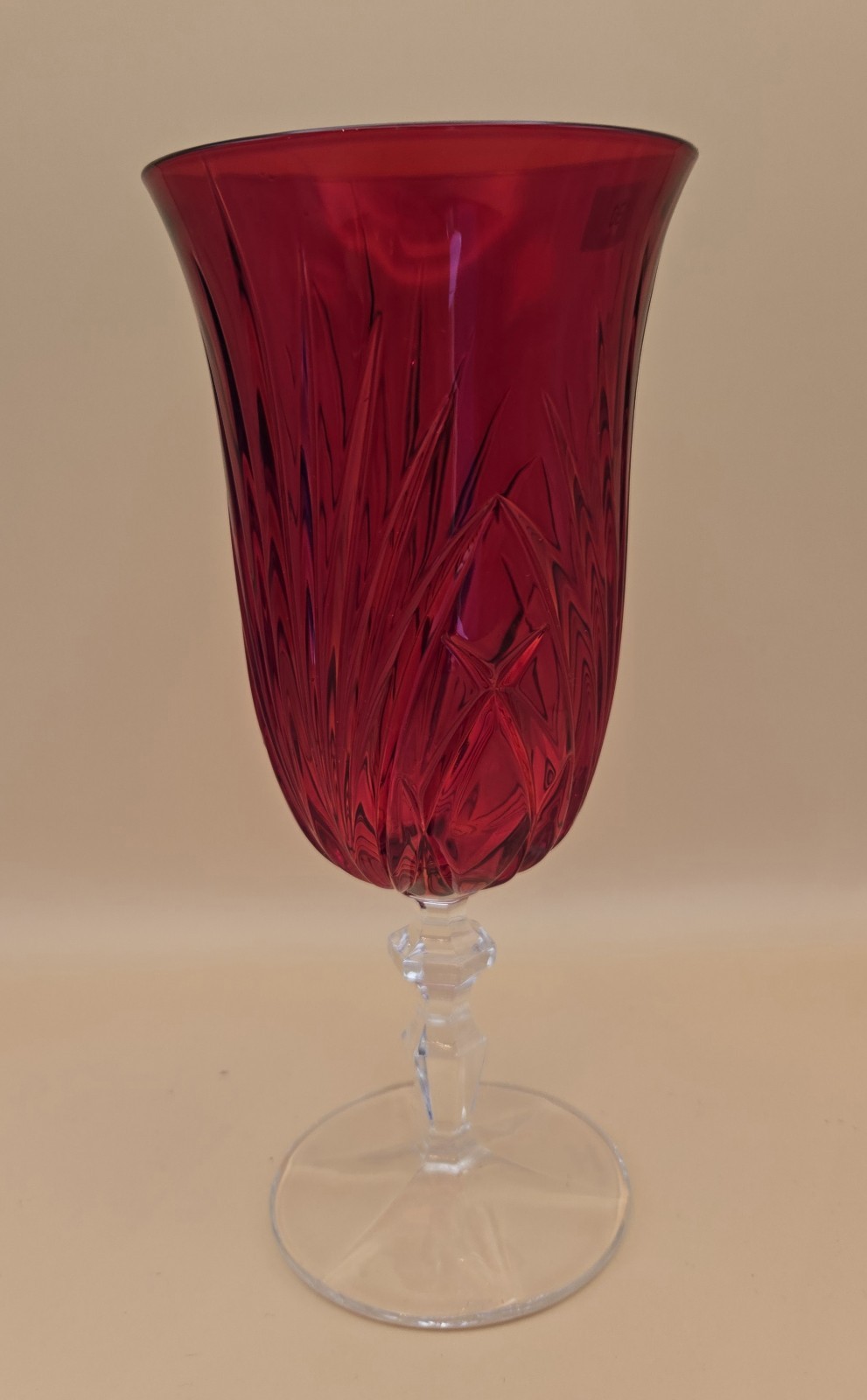 Red Waterford Marquis Crystal Goblet with Red Bowl Stemware