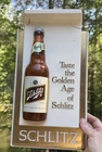 Vintage 1968 Schlitz Taste the Gold Age of Schlitz Beer Bottle Sign 15” Tall