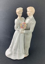 Wedding Cake Topper Bride Groom with Flowers Porcelain