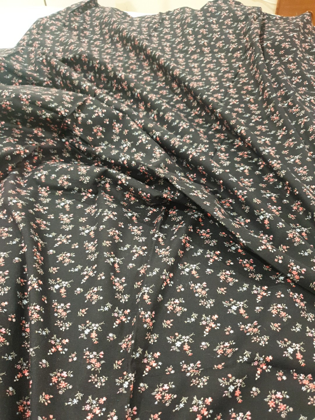 Cranston Print Works VIP Pink Blue Floral Black Cotton Fabric 3 Yds