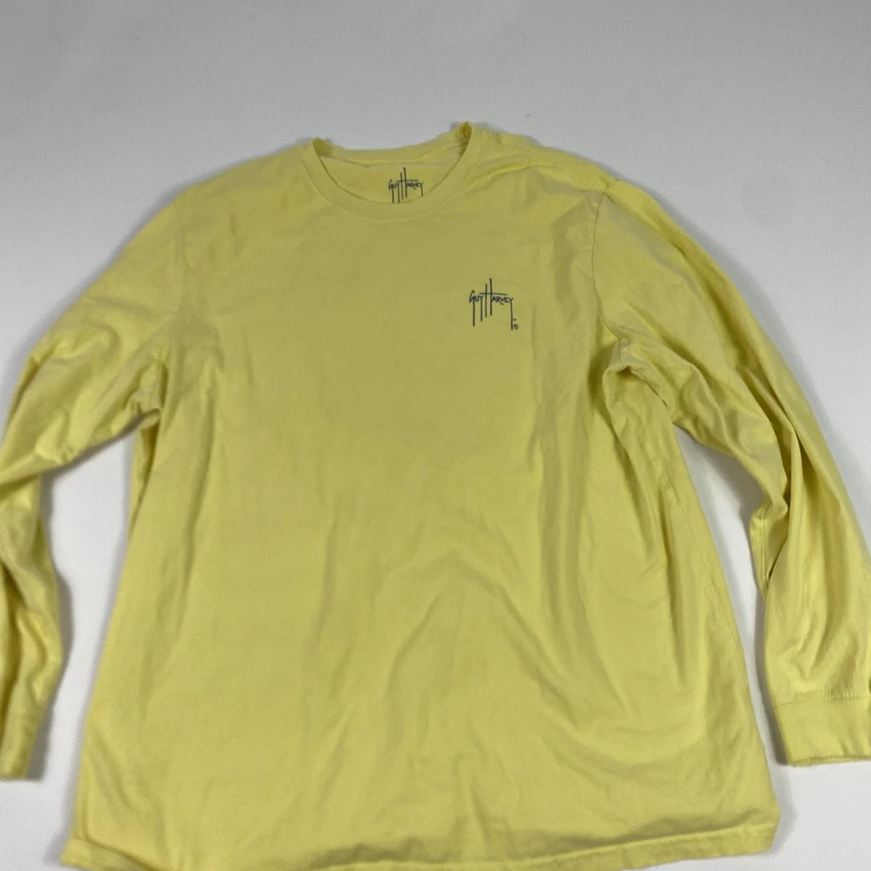 Guy Harvey Shirt Mens 2XL Yellow Long Sleeve Mahi Mahi Dorado Fishing Graphic - Image 3 of 4