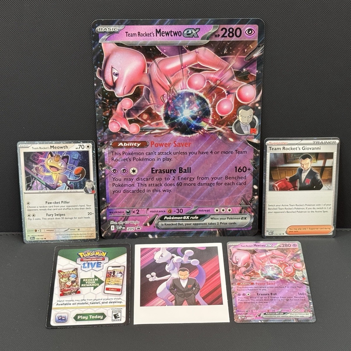 Pokemon Team Rocket's Mewtwo ex Box Promo Card Set - (SVP 205