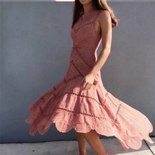 Zimmermann Jasper Fan Dress Size 1 AU 10 US 6 Dusty Pink Hi Low 