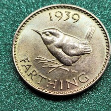 1939 Farthing George VI Wren Pre Decimal British Coin High Detail #F6