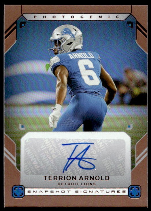 2025 Panini Photogenic #SNS-TRA Terrion Arnold Snapshot Signatures Bronze Lions