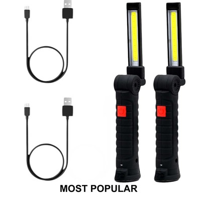 Wiederaufladbare kabellose Arbeitsleuchte Taschenlampe LED COB 3W USB Inspektionslampe (2er Pack)