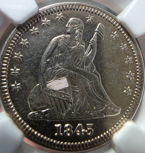 1845 25C Seated Liberty Quarter , NGC AU Details