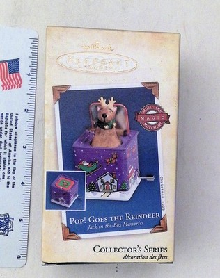 Hallmark Pop! Goes The Reindeer Jack-in-the-Box Christmas 2005 Ornament