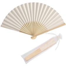 50pcs Hand Fan with Organza Bags Handheld Folding Fans DIY Decorative Wedding...