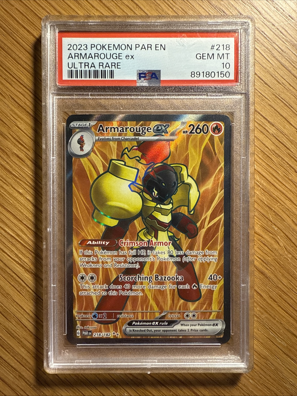 PSA 10 Armarouge ex 218/182  Paradox Rift  Pokemon TCG