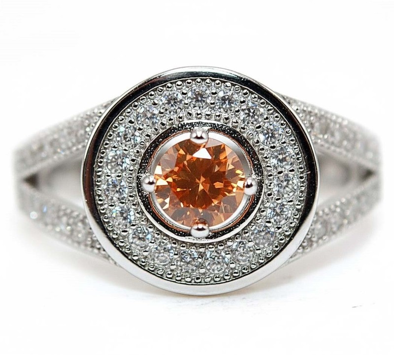 1CT  Padparadscha 925 Solid Sterling Silver Ring Sz 8 F8-2