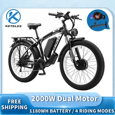 QIKAITU E-Bike Mit Doppelmotor - Fat Tire Elektrofahrrad 26 Zoll