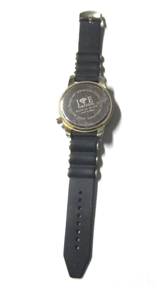 Ice Nation Mens Large Wrist Watch Black Strap Model SF-1016 For Parts / Repair - Image 3 of 4