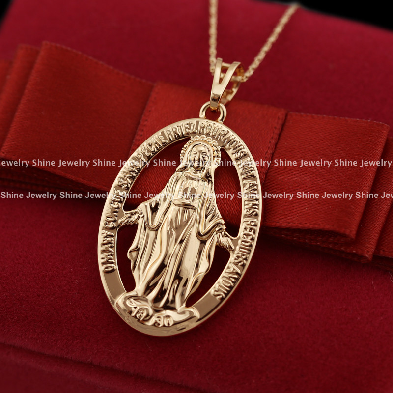 Dainty 14k Solid Gold Madonna Necklace, Personalized Madonna Pendant