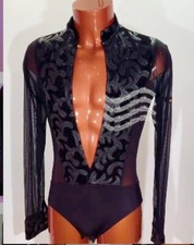 M526 Men Ballroom Latin/Rhythm/Salsa Competition Dance shirt white L