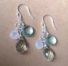 STERLING SILVER BRIOLETTE ARTISAN SUNDANCE CHARM EARRINGS HANDCRAFTED MOONSTONE