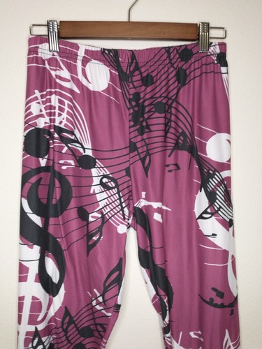 Lily by Firmiana Women's Music Note Leggings Musician Singer Bottoms Purple S/M - Picture 2 of 9