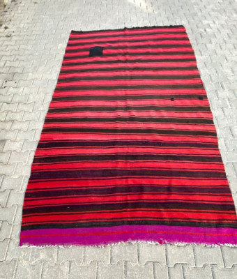 Striped Vintage Handmade Kilim Rug, 5.9x10.5 ft Large Rug, Anatolian Kelim Rug