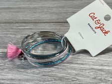 Cat  Jack Girls set 6 Bangle Bracelets Pink Blue Silver New