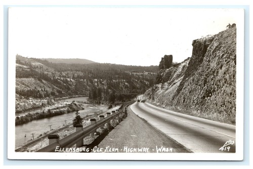 Ellensburg Cle Elum Highway RPPC Kodak Washington WA Postcard G10