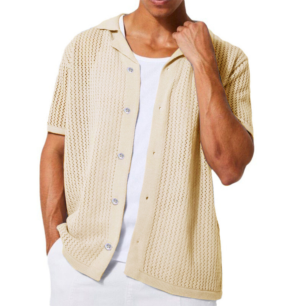 ニット・セーター ASCLO Hidden Button Muscle Short Sleeve Knit (4color) Lowen Collar Cable Short Sleeve Knit (8color) (ASCLO/ニット