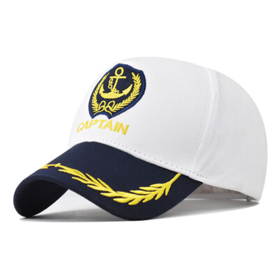 Berretto Baseball Vintage Unisex Bianco Captain Navy - Snapback Regolabile Stile Americano - Foto 4