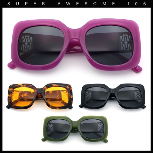 Mod dicker rechteckiger Designer-Sonnenbrille aus Kunststoff mit Schmetterling - Bild 1 von 27