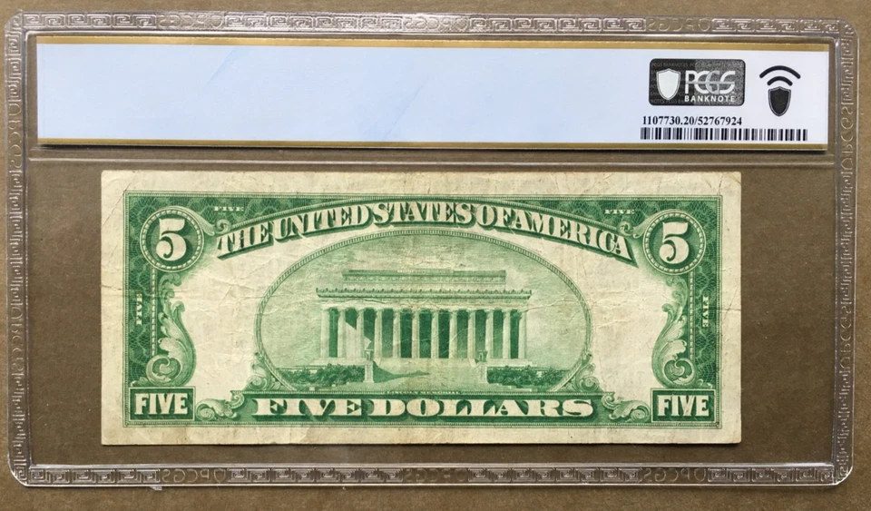 1928A $5 FRN ~ MINNEAPOLIS ~ Fr. I951-I ~ PCGS VF ~ BIG9 Seal -SN# I 0436 7079 A - Image 4 of 4