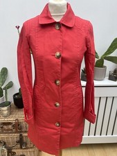 Old Navy Women's Red Long Lined Rain Trench Coat Jacket 100% Cotton Xsmall 6/8uk