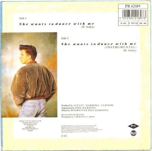 Rick Astley - She Wants To Dance With Me 7" Single Vinyl Schallpl - Bild 2 von 4