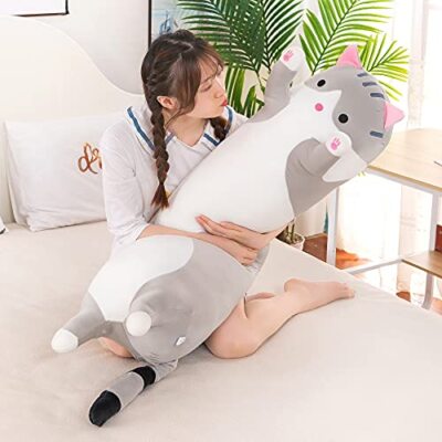 Cartoon Cat Plush Throw Pillow - 35 Inch Long Animal Neck Pillow Soft Plush Toy