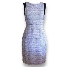 J Crew Womens Dress Sz 4 Indigo Blue Tweed Sleeveless Sheath Preppy Career Wear