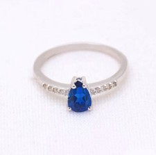 Lab Created Blue Sapphire Stackable Engagement Ring For Her, 925 Sterling Silver