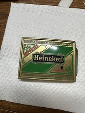 Vintage 1978 Heineken Beer Solid Brass Enameled Belt Buckle