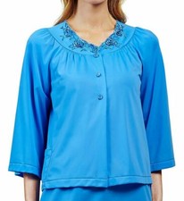 Shadowline Bed Jacket Sapphire Blue Size Small 75280 Petals Nylon Tricot NWT